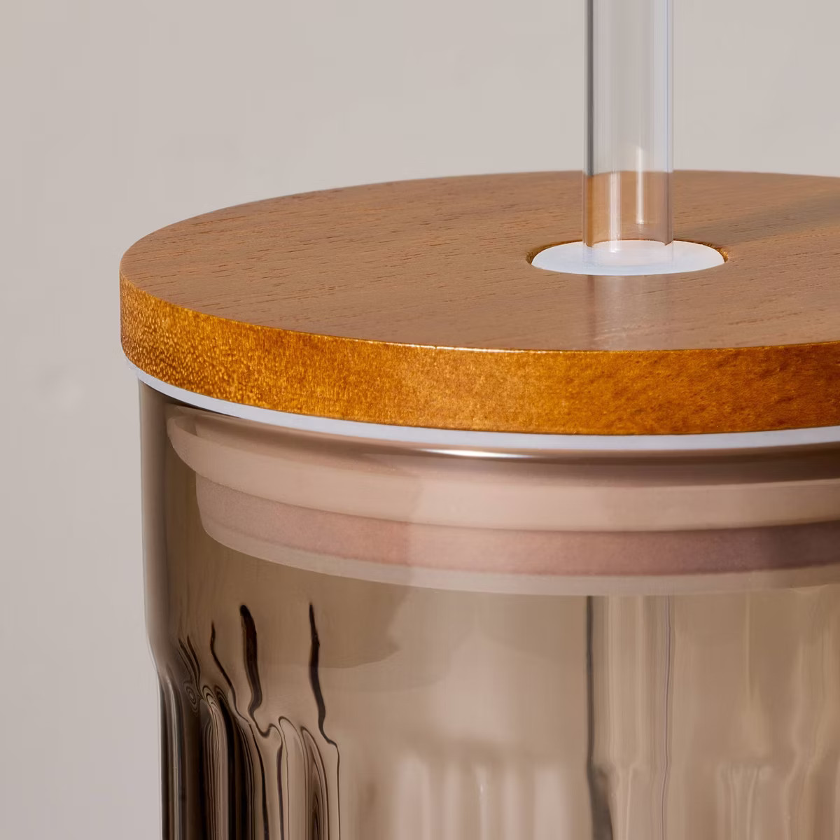 21oz Fluted Glass Tumbler with Wood Lid Blush - Hearth & Hand™ with Magnolia | Target