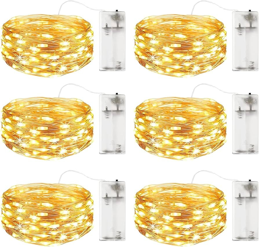 Fairy Lights Battery Operated Firefly Twinkle String Lights Mini 6Pack Cooper Wire 6.6ft 20L Indo... | Amazon (US)