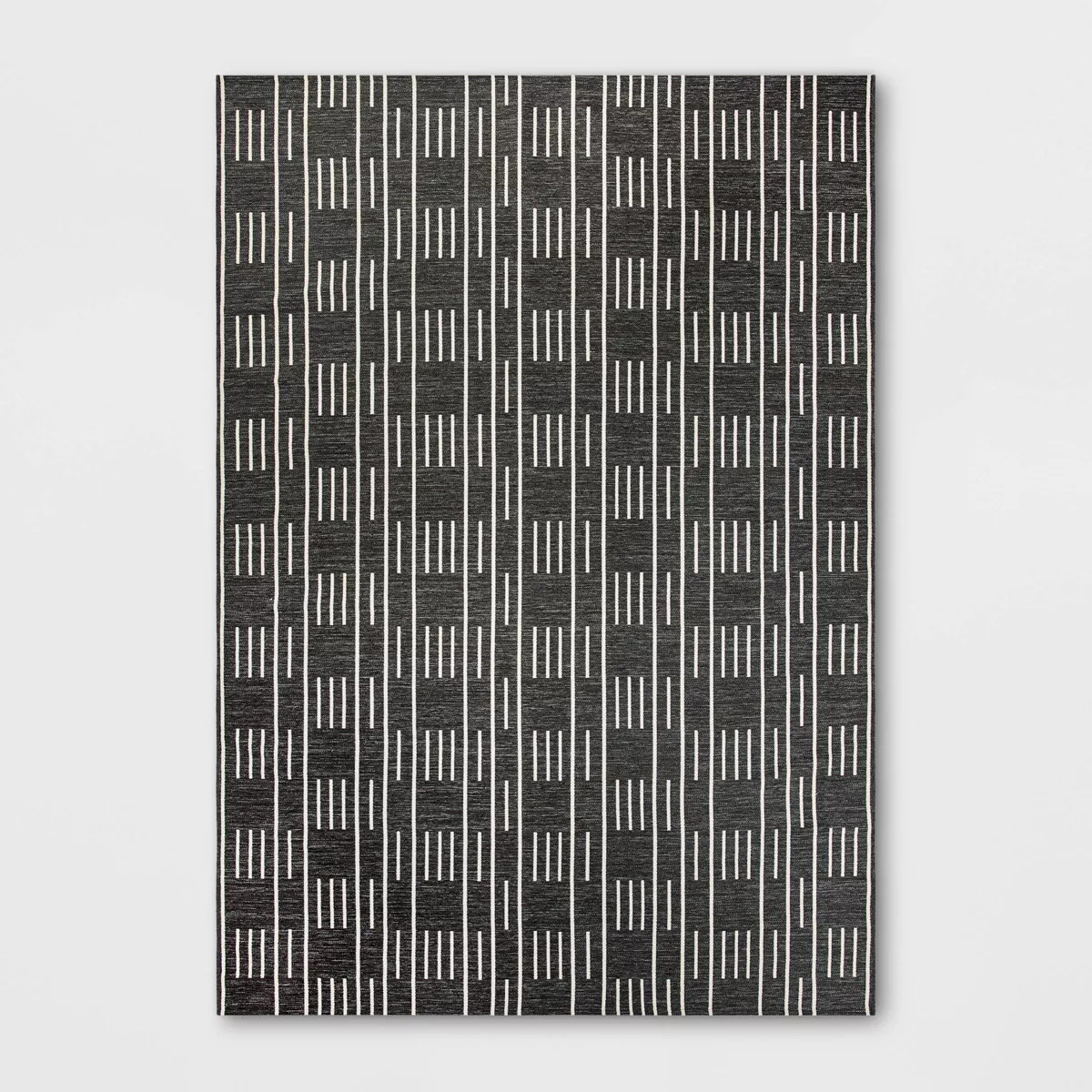 7'x10' Striped Checks Outdoor Rug Charcoal Gray - Threshold™ | Target