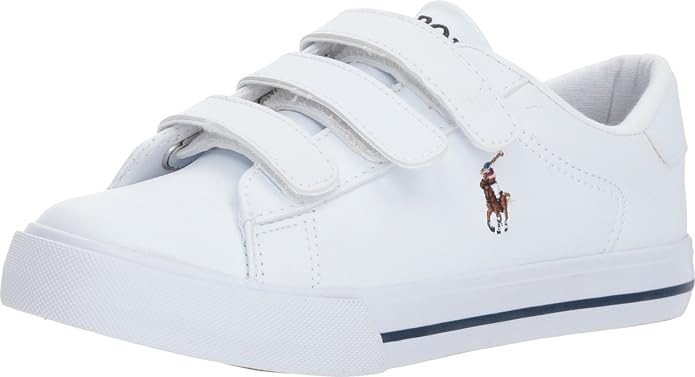 POLO RALPH LAUREN Boy's Easten EZ II (Little Kid) White Tumbled/Multi Purple 13 Little Kid M | Amazon (US)