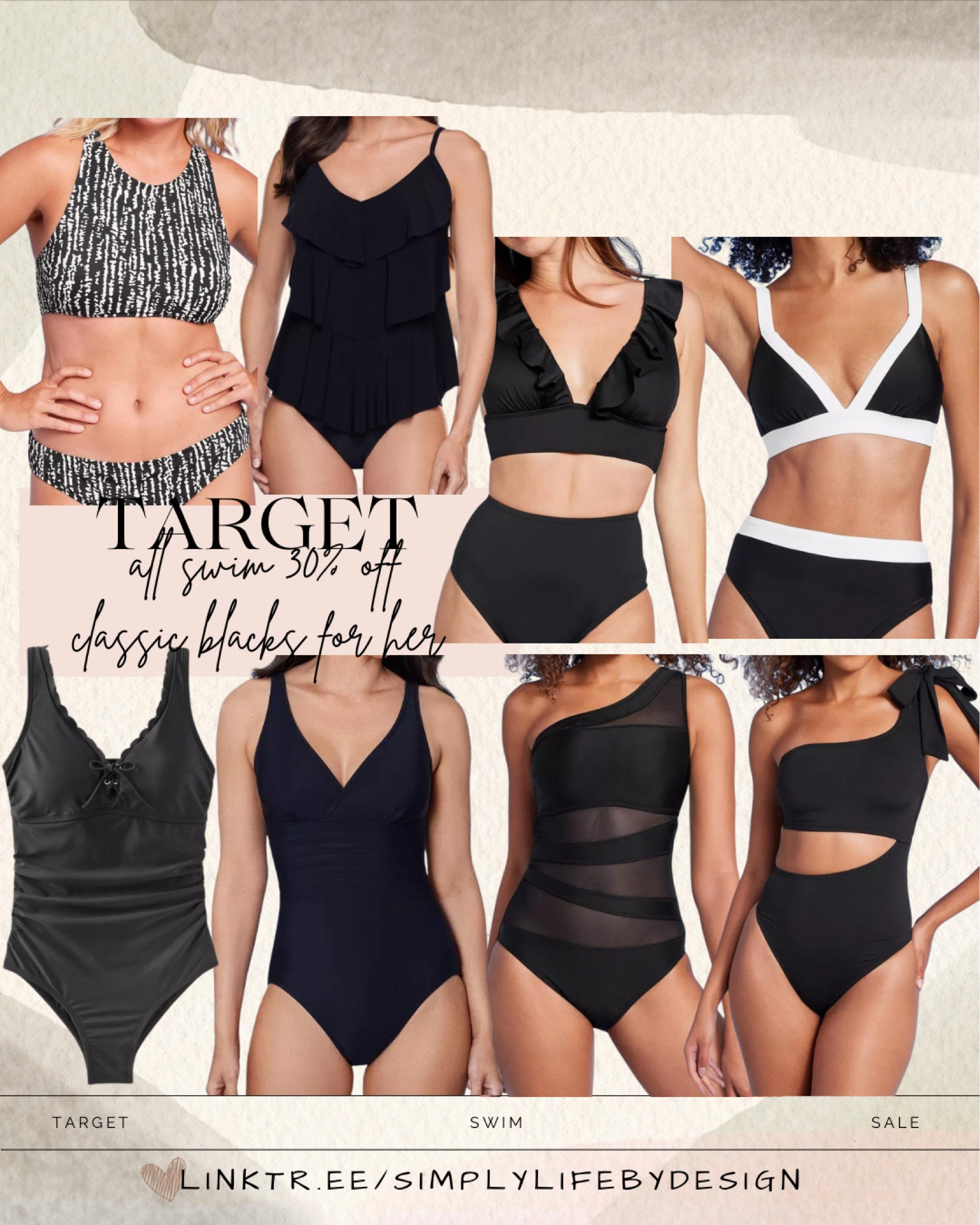 Target sale 30% off select swim for the whole family! Classic blacks for her  

#LTKstyletip #LTKxTarget #LTKsalealert