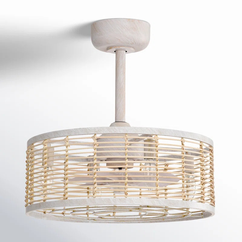 18.5'' Remote Control Reversible Vintage White Ceiling Fan With Lighting Kits For Living Room/Bed... | Birch Lane