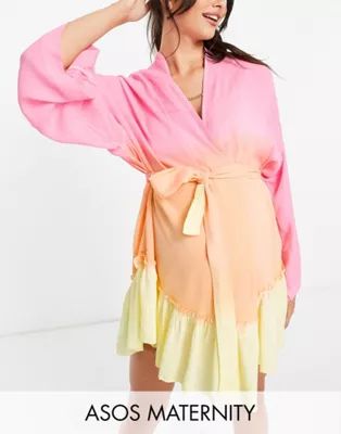 ASOS DESIGN maternity belted beach kimono in ombre print | ASOS (Global)