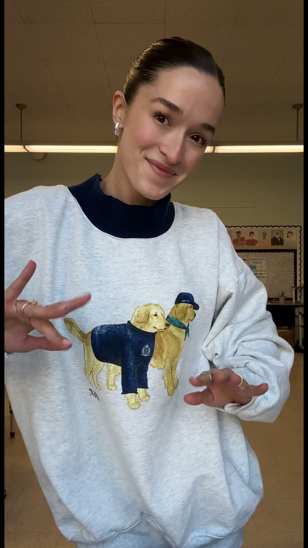 when @oliviamstallings and @lunden.rose drop a golden retriever mock-neck sweatshirt with two GOLDEN RETRIEVERS on it… you know i had to order myself one 🩵 perfect for an athleisure-themed read across america monday! plus, it’s benji and max approved 🥹

#LTKActive #LTKootd #LTKWorkwear