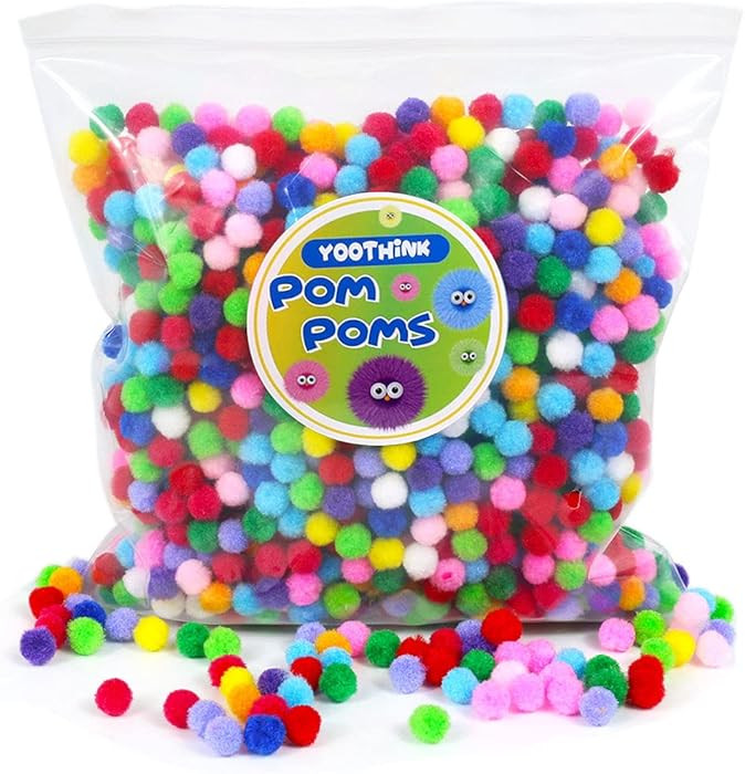 YooThink 1500 Pieces Pompoms for Crafts,Small Size 1CM Small pom poms for Crafts,Pompoms for DIY ... | Amazon (US)