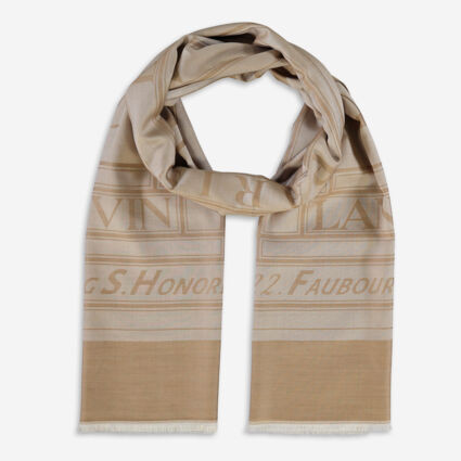 Beige Silk Branded Scarf | TK Maxx
