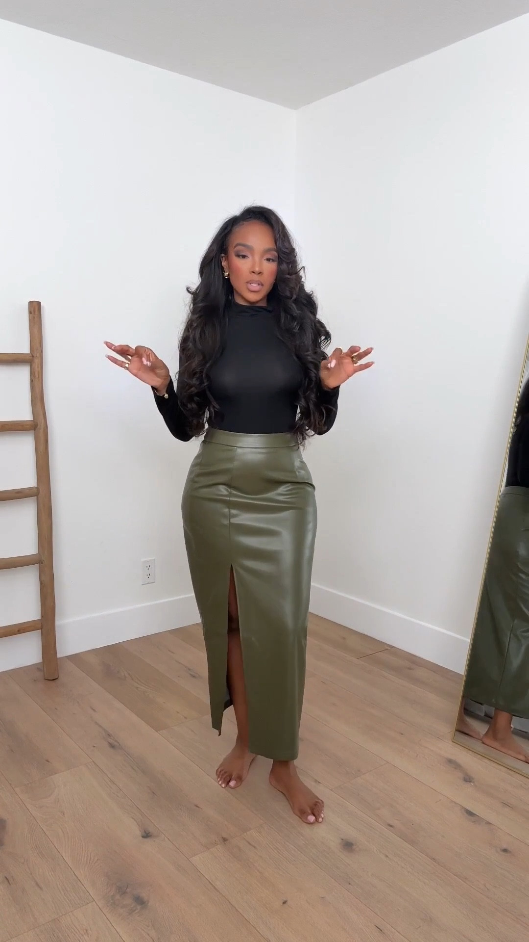 Holiday-ready in this chic @Walmart faux-leather skirt look — the perfect mix of sleek, classy, and *Black Friday deal approved*. Tap to get details and shop before sizes go.

Perfect for holiday parties, date nights, or elevated everyday outfits.

📏 Sizing:  
Top — small  
Skirt — small  
Height 5'4", 138 lbs, 34D bust, 27" waist, 40" hips

This look features rich textures, elevated basics, and neutral styling pieces that pair effortlessly with boots, heels, or layered winter accessories. Styling essentials, winter outfits, chic neutral looks, faux leather skirt outfit, and holiday wardrobe staples.

Follow me on Instagram and YouTube @kirasfashionfinds

#LTKCyberWeek #LTKvlog