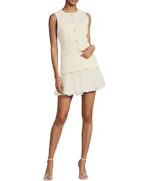 Christen Buttoned Vest Crew Neck Sleeveless Mini Dress | Dillard's
