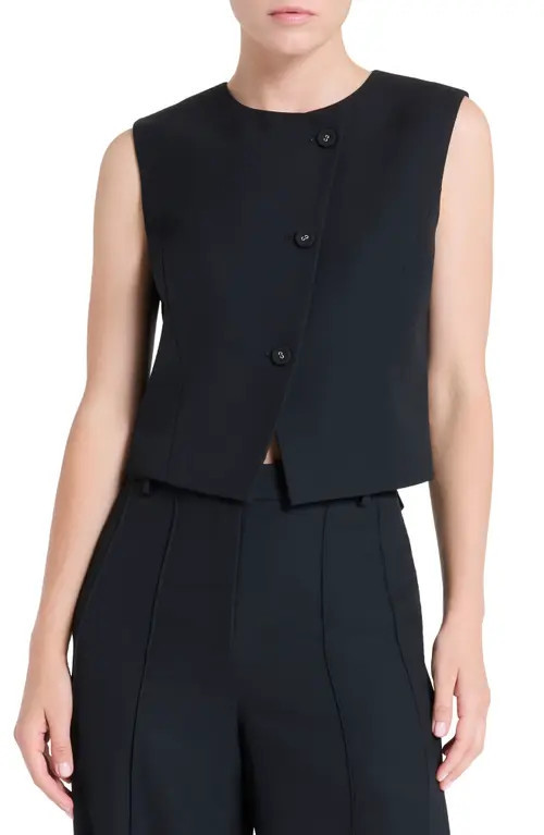 TWP Perry Virgin Wool Crop Vest in Black at Nordstrom, Size Xx-Small | Nordstrom