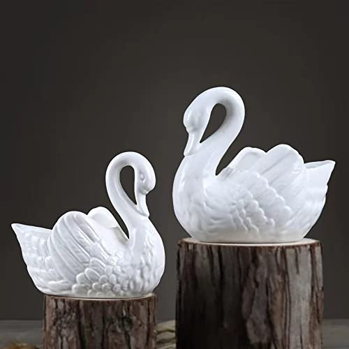 Xesagsnv White Swan Succulent Planter, Porcelain, Candle Holder (2 Pack) | Amazon (US)