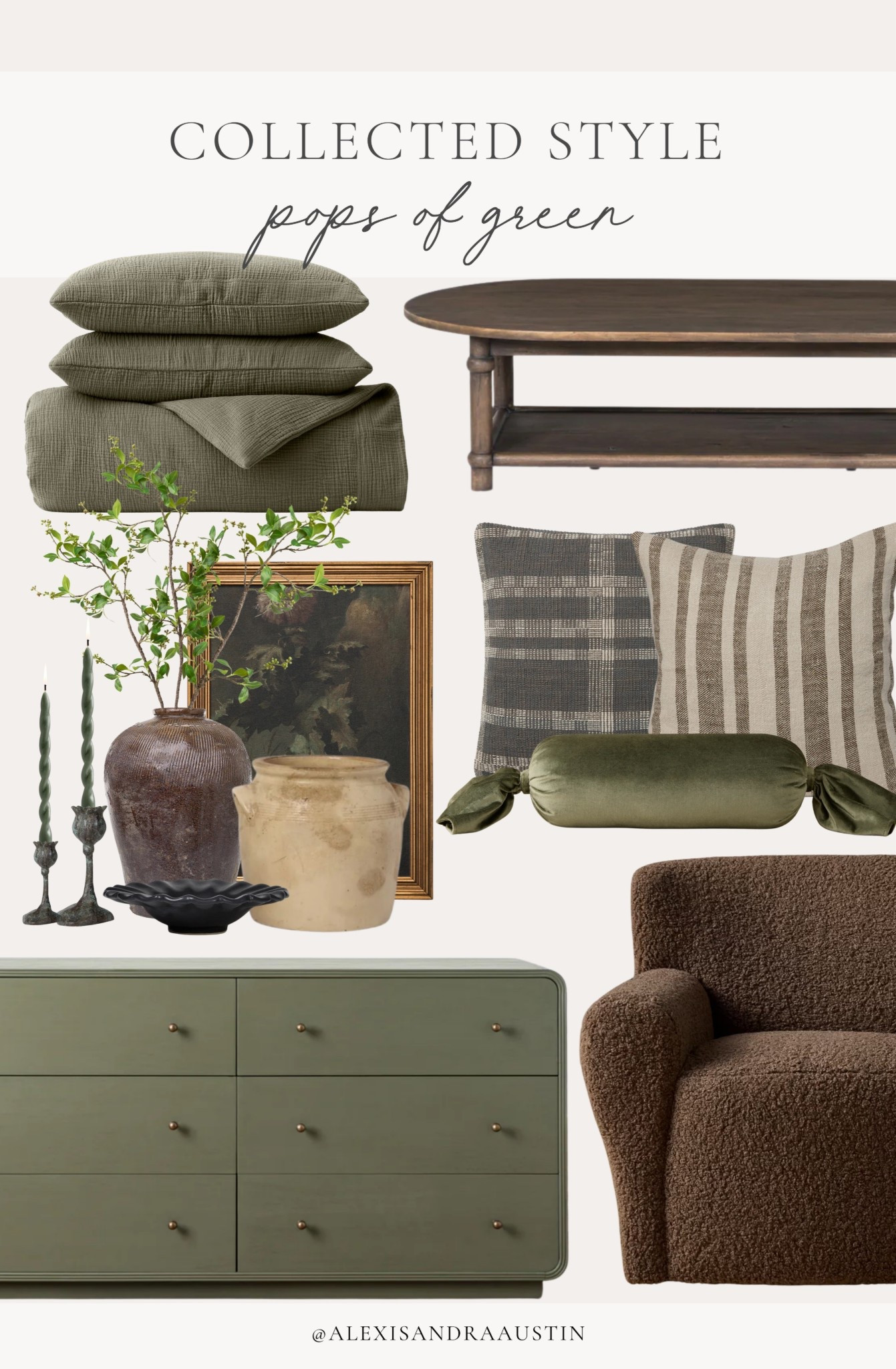 Rounding up all of my favorite finds inspired by a hint of seasonal green inspo! Loving these furniture finds mixed with moody tones for a spring refresh. 

Home finds, neutral home inspo, furniture favorites, neutral wood tones, dresser details, accent table, coffee table, rich wood tones, cozy throw pillow, collected decor, duvet cover, Wayfair, Joon Loloi, Amber Lewis, Four Hands, McGee and Co, Lulu and Georgia, shop the look!

#LTKSeasonal #LTKHome