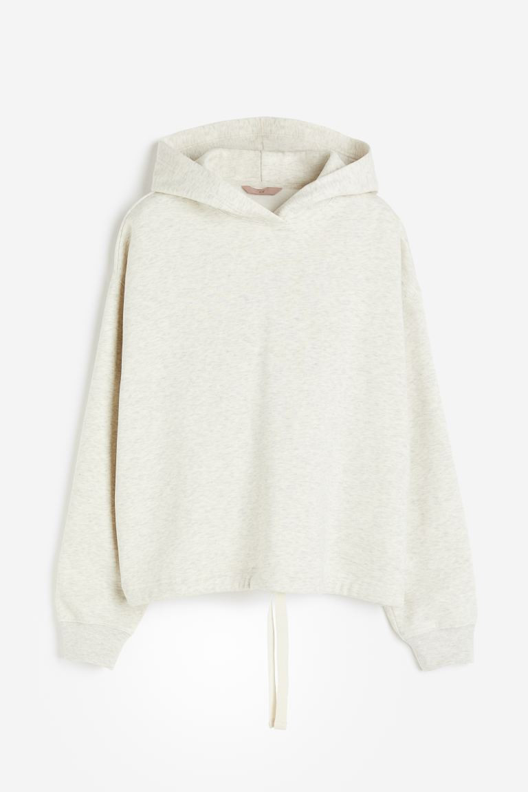 Drawstring-hem hoodie - Cream marl - Ladies | H&M GB | H&M (UK, MY, IN, SG, PH, TW, HK)