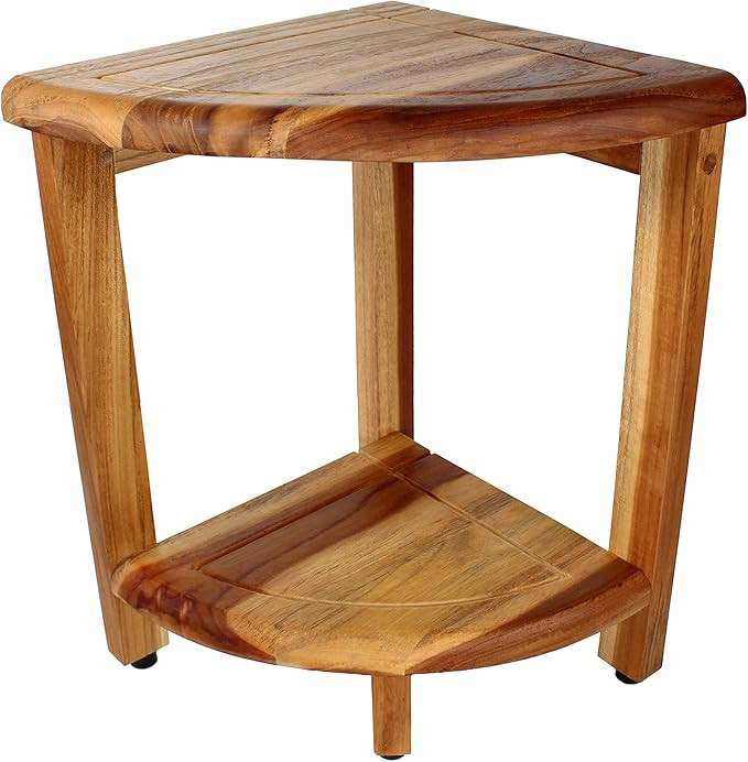EcoDecors SnazzyCorner 12in Wide Teak Corner Shower 2-Tier Shelf (Contemporary) | Amazon (US)