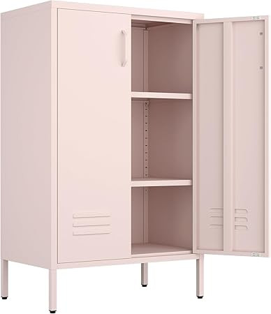 Pink Metal Locker Cabinet,2 Doors Sideboard Cabinet,Metal Locker Storage Cabinets with Legs,Morde... | Amazon (US)