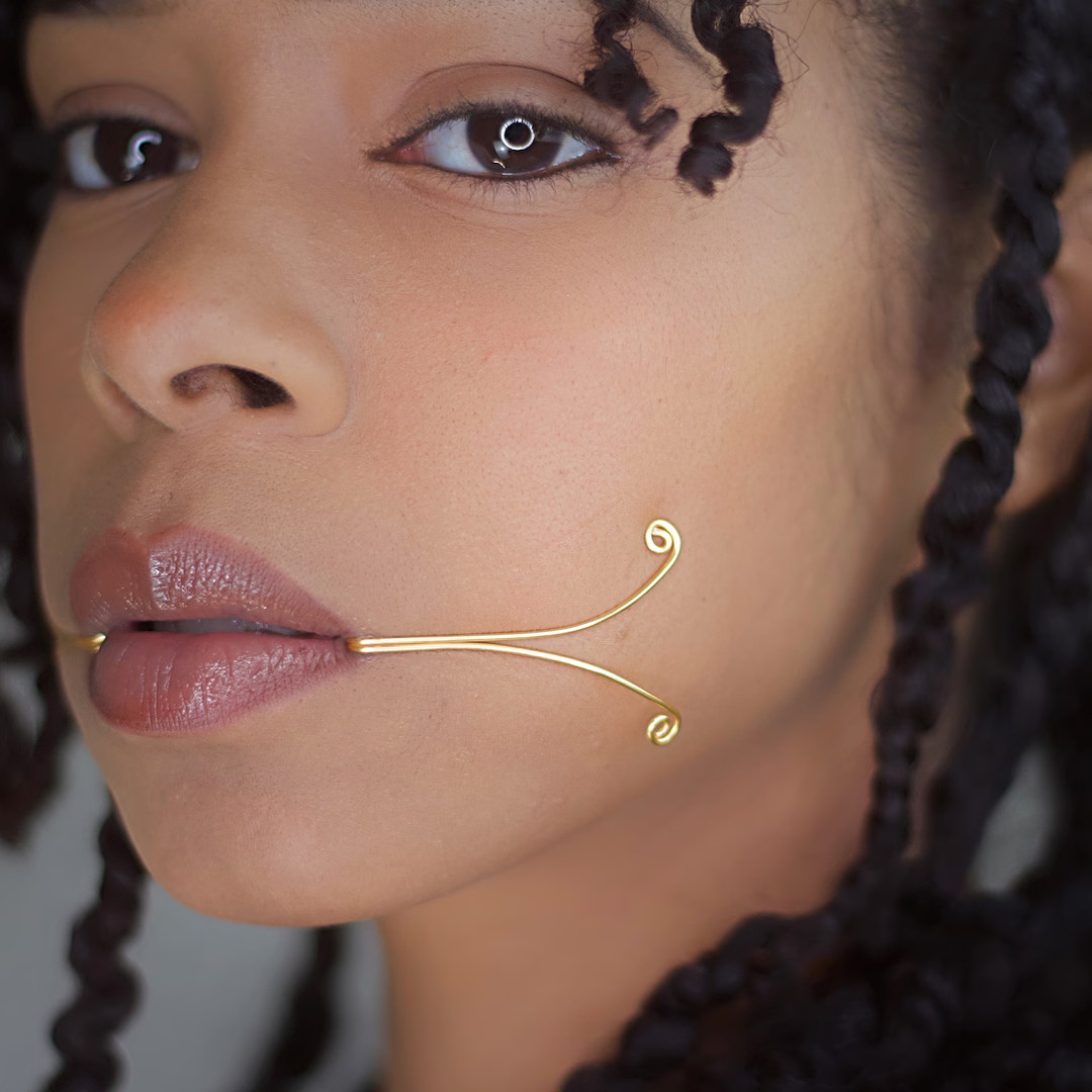 LIPLORE - BELLATRIX DUO | Lip Side Cuff - Tribal Jewelry, No Piercing, Fake Lip Ring, Body Jewelr... | Etsy (US)