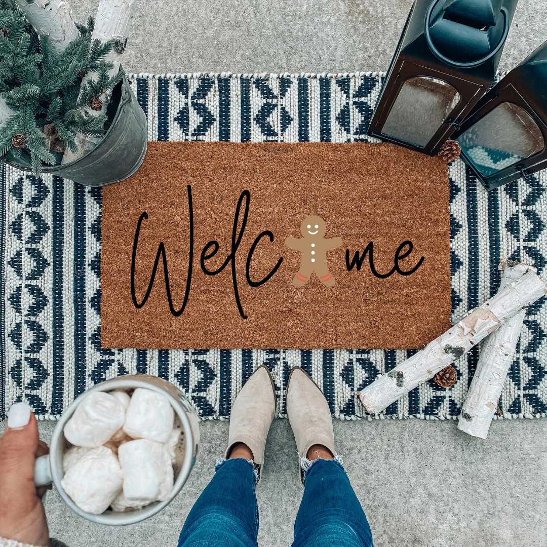 Welcome Doormat, Gingerbread Doormat, Christmas Doormat - Cute Doormat, Holiday Doormats, Christm... | Etsy (US)