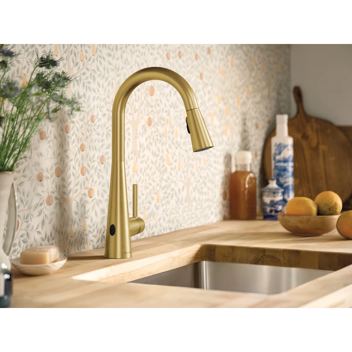 Moen Sleek MotionSense Wave Single Handle Pulldown Kitchen Faucet with Power Clean Technology 786... | Wayfair North America