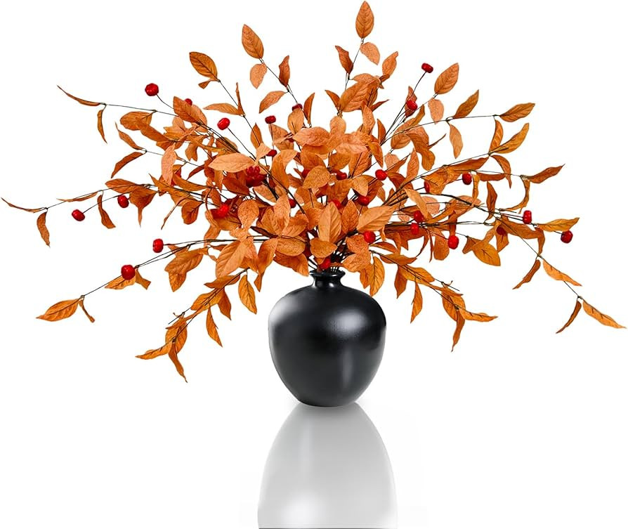 6 Pcs Fall Stems, Faux Fall Floral Leaves Stems Artificial Fall Foliage Stems with Pumpkin for Au... | Amazon (US)