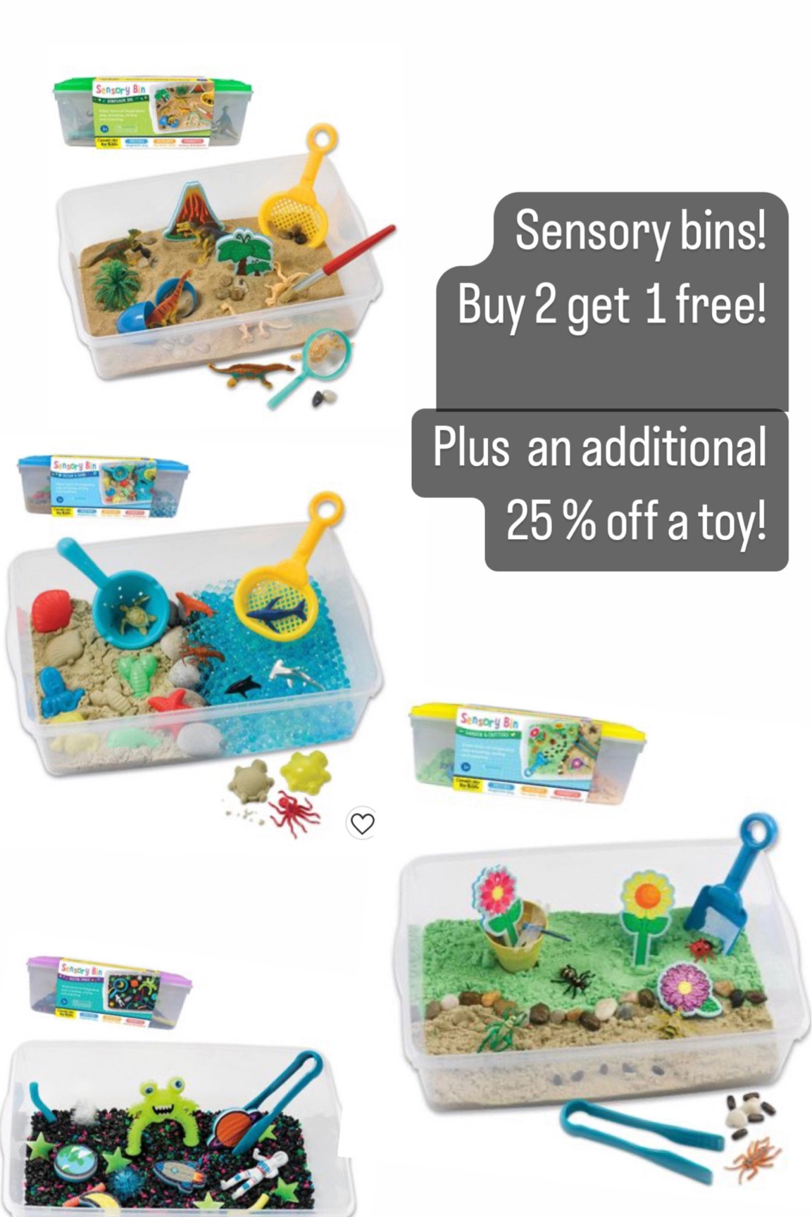 Sensory bins for toddlers to kids. 
This sale is great to stock up. 
Buy 2 get 1 FREE!! Plus an additional 25% off ! 
Stock up on savings during the season, 

#LTKCyberweek #LTKHoliday #LTKkids