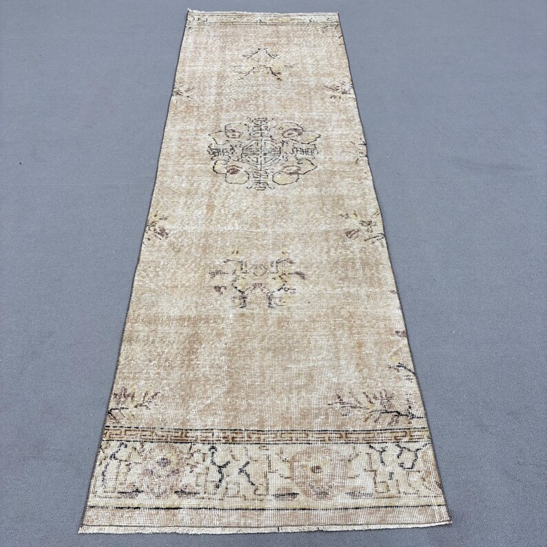 3x9 Runner Rug, Vintage Rug, Turkish Rug, Antique Oushak Rugs, Rugs for Stair, 2.9x9.4 Ft Beige R... | Etsy (US)