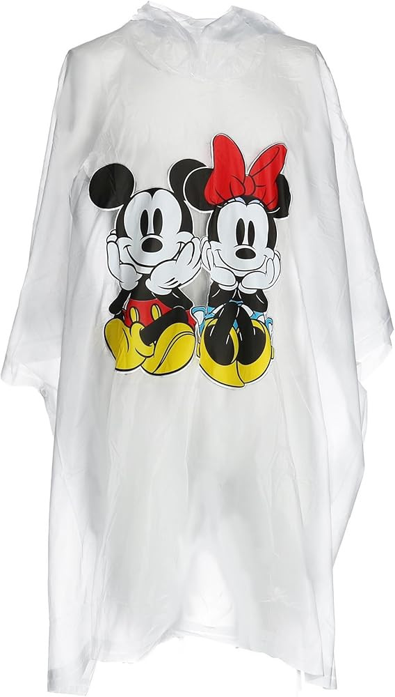 Disney Adult Mickey Minnie Sitting Family Rain Poncho Raincoat Keep Dry Clear | Amazon (US)