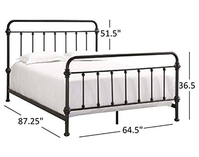 Tribecca Home Giselle Antique Dark Bronze Graceful Lines Victorian Iron Metal Bed (Queen Size) | Amazon (US)