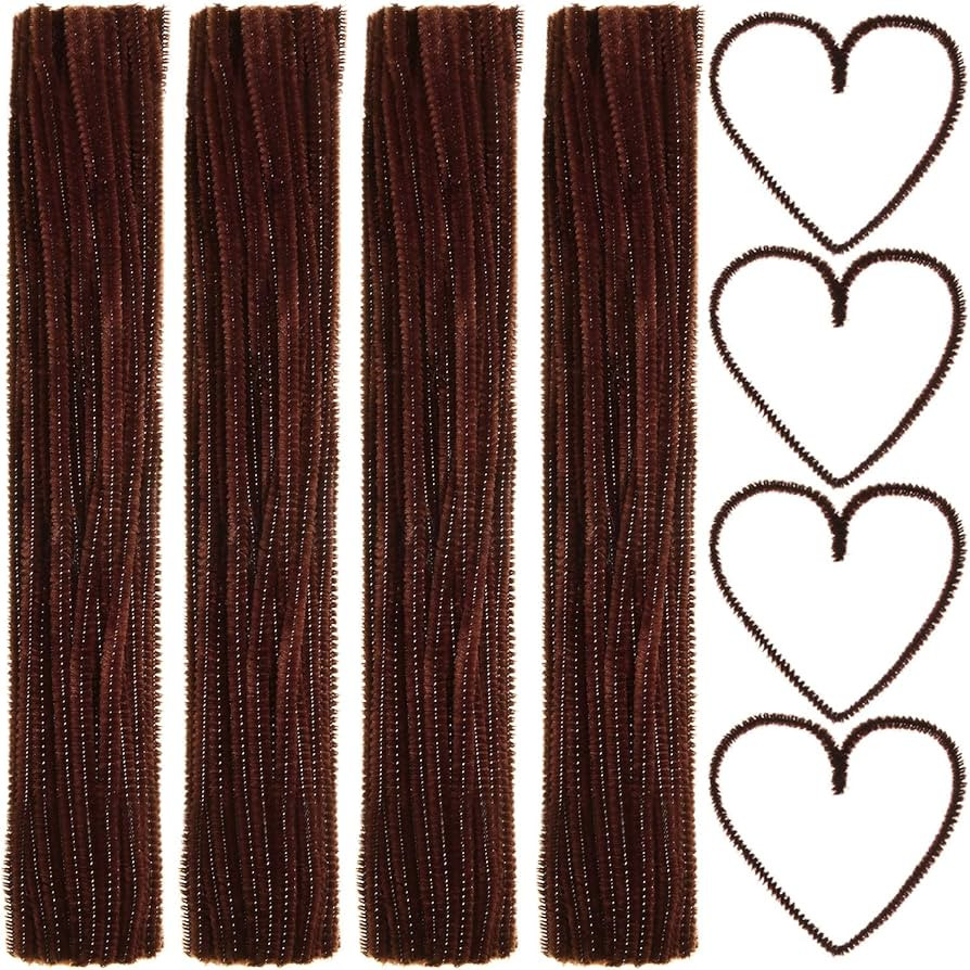 EBOOT 100 Pieces Pipe Cleaners Chenille Stem for Arts and Crafts, 6 x 300 mm (Brown) | Amazon (US)