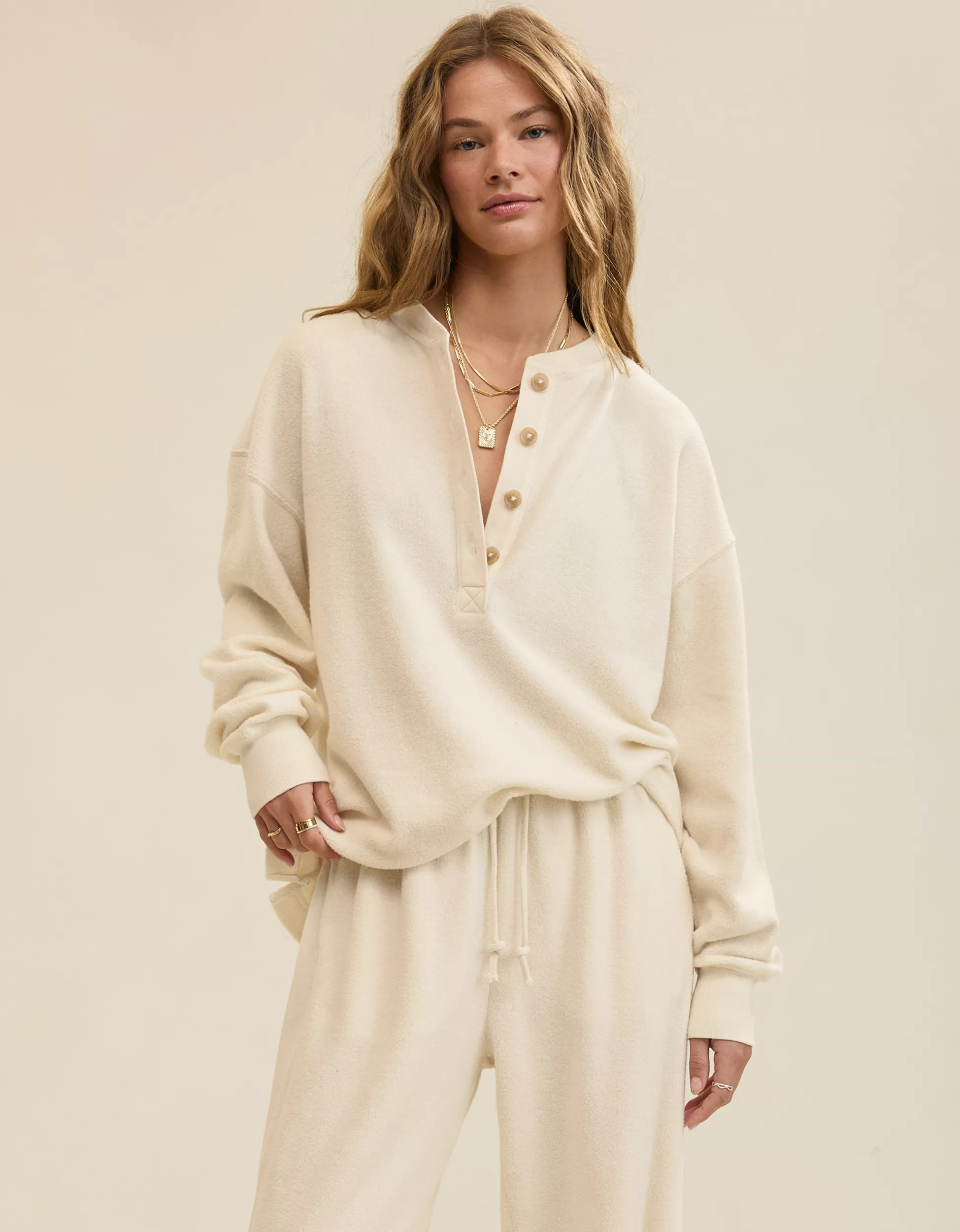 Aerie Sherpa Henley Sweatshirt | Aerie