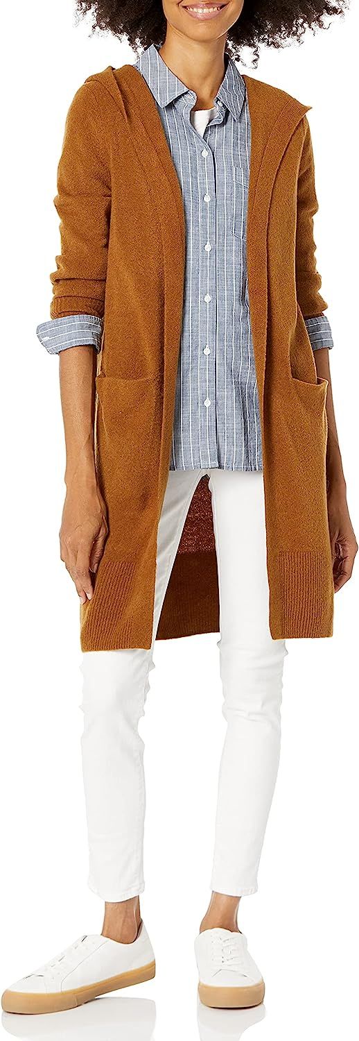 Amazon Brand - Goodthreads Women's Mid-Gauge Stretch Hooded Longline Cardigan Sweater | Amazon (US)