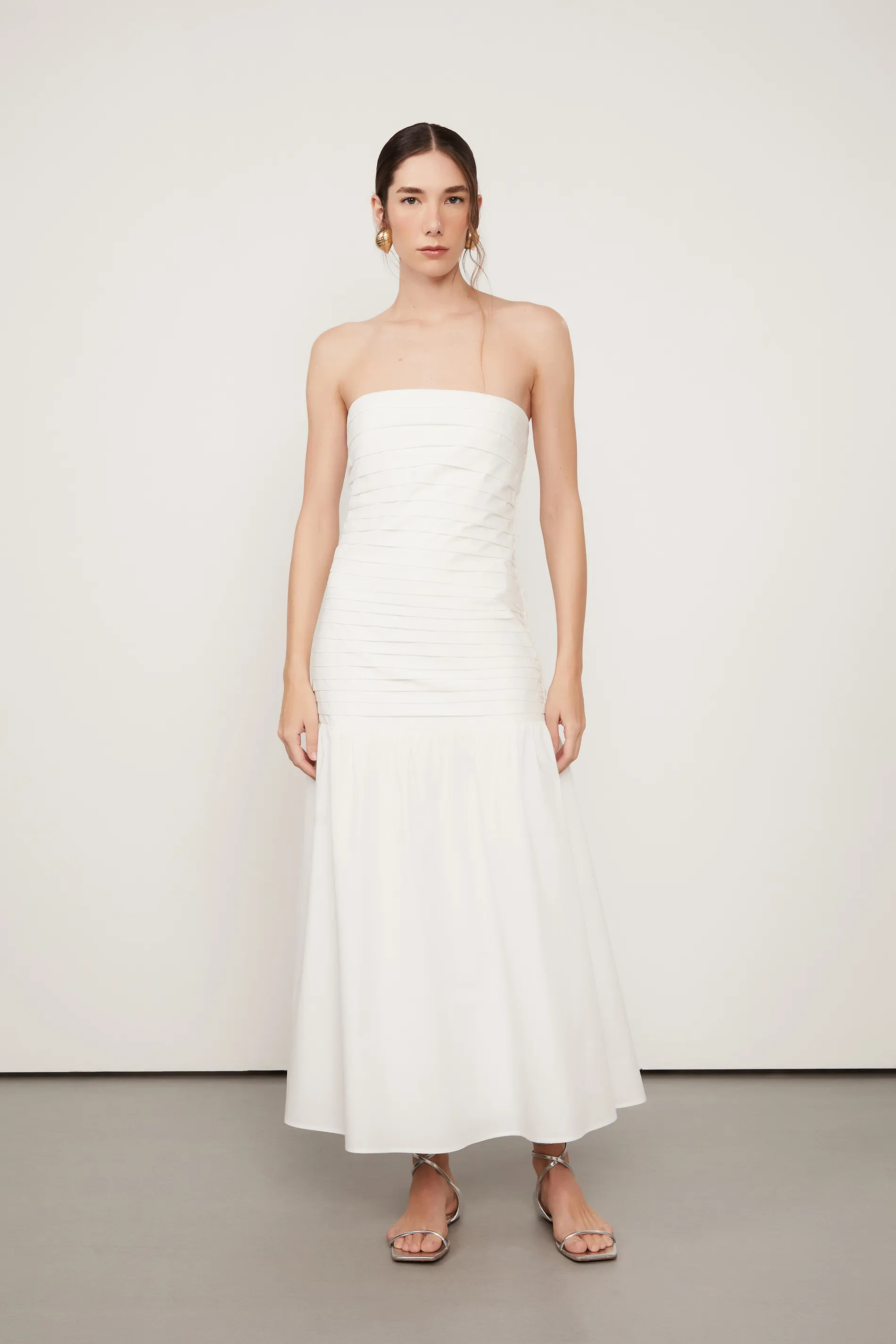 Vestido Midi Drapeado Branco | Animale BR