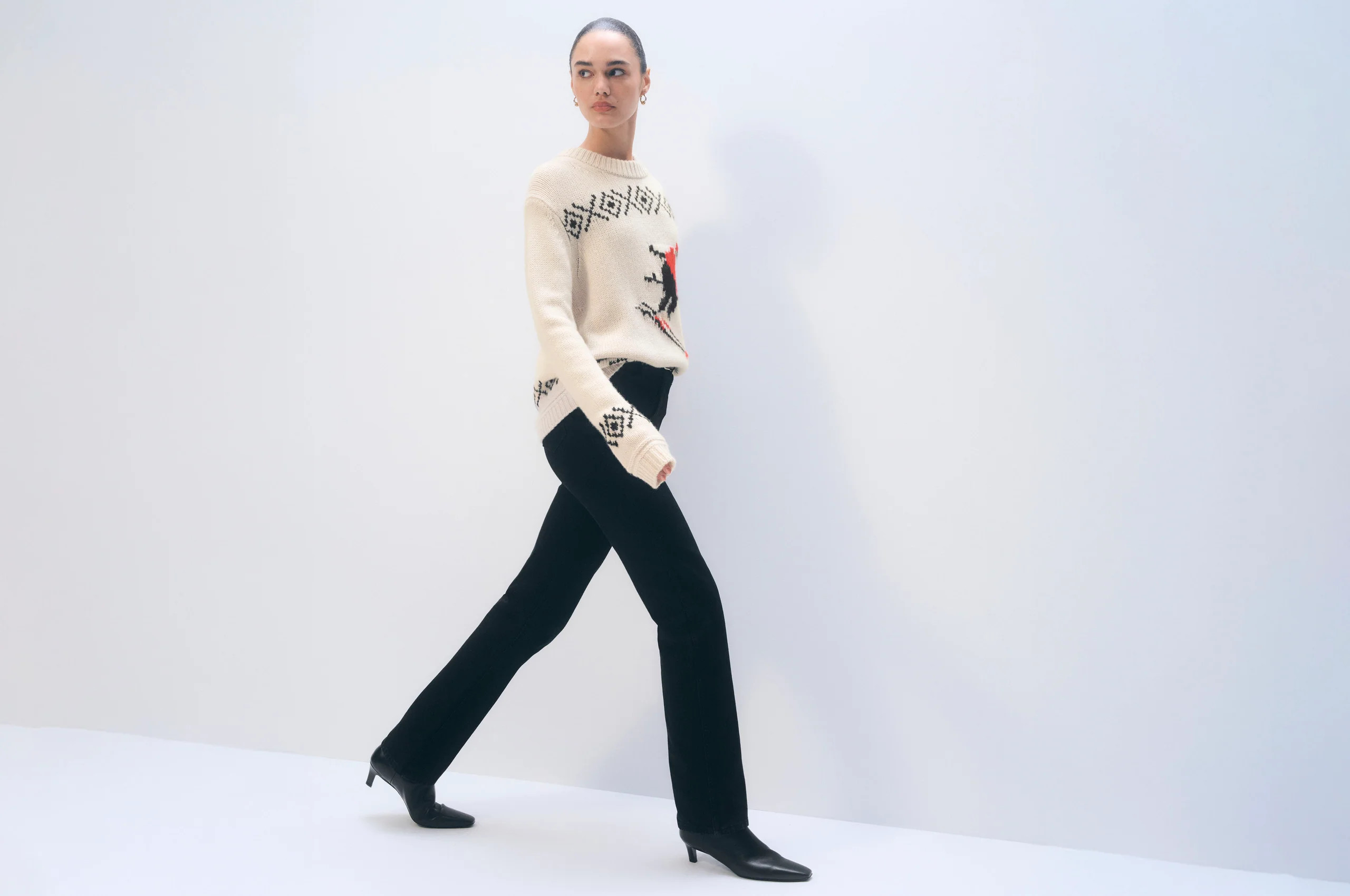 Cashmere Blend Ski Crewneck | White and Warren