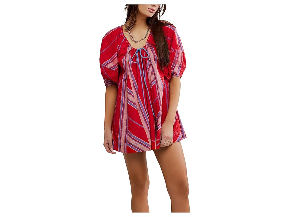 Free People Bop Around Romper Women's Jumpsuit & Rompers One Piece Seaside Stripe Red Combo : SM (Women's 4-6), Cotton | Zappos
