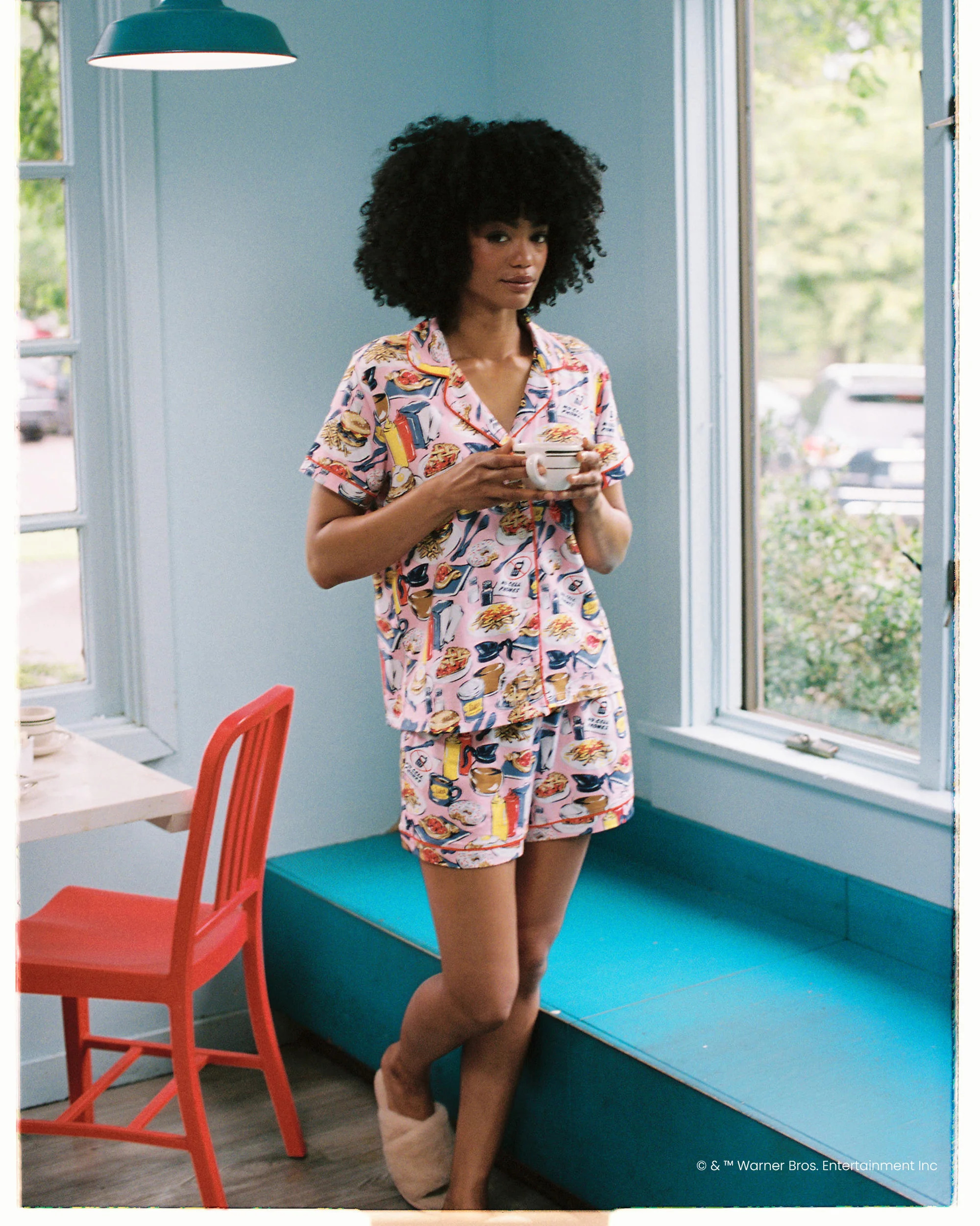 Luke\u2019s Diner - Organic Pima Modal Knit Short PJ Set - Lorelai Pink | Printfresh