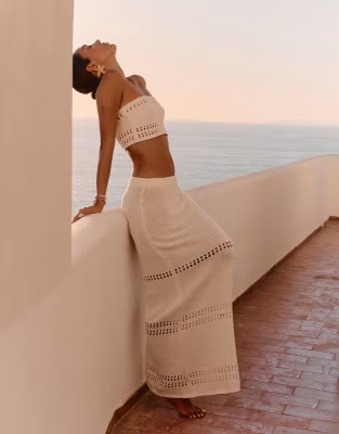 4th & Reckless x Luana Barron odette knit maxi beach skirt in cream | ASOS (Global)