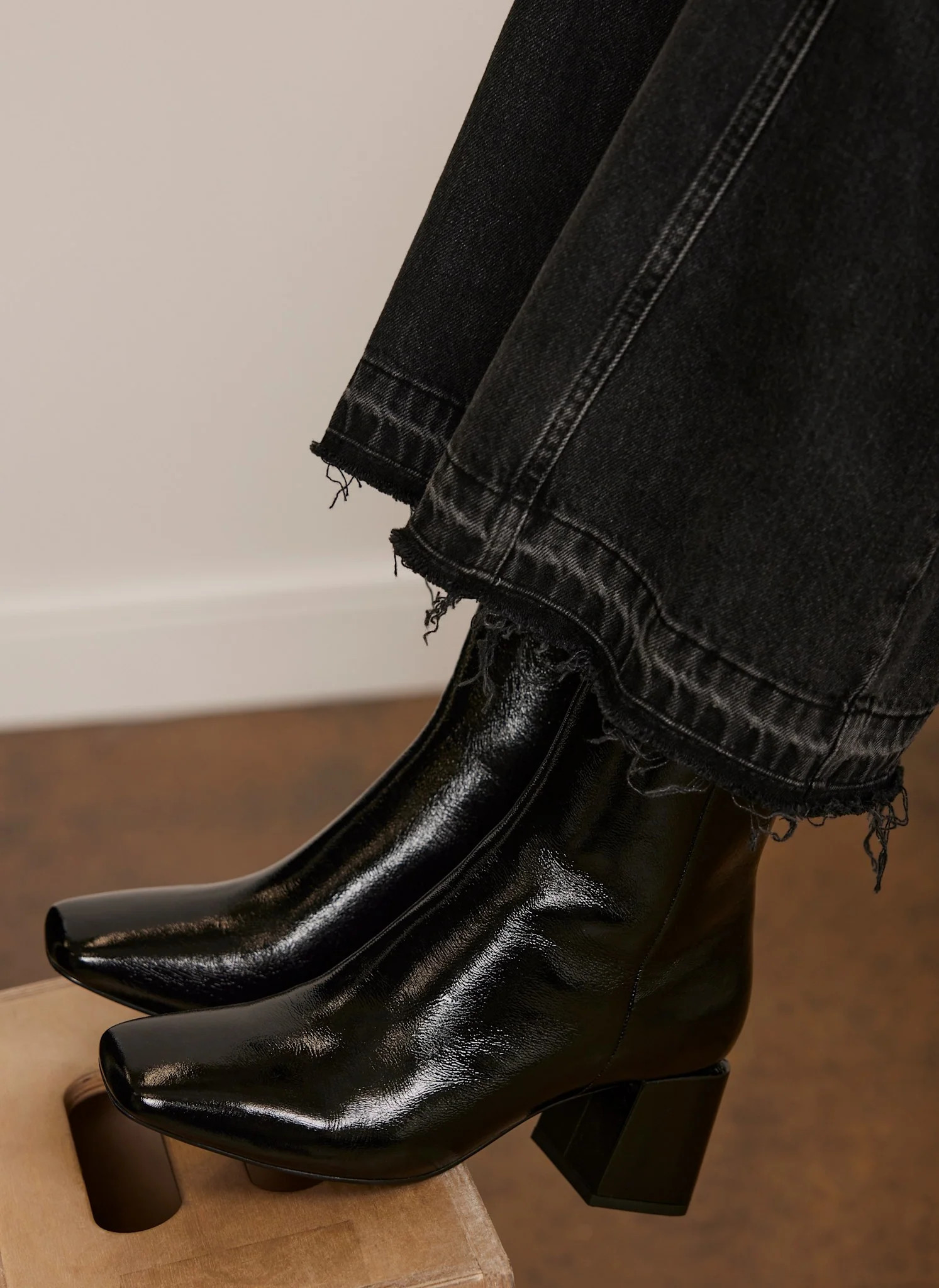 Black Patent Leather Ankle Boots | Mint Velvet