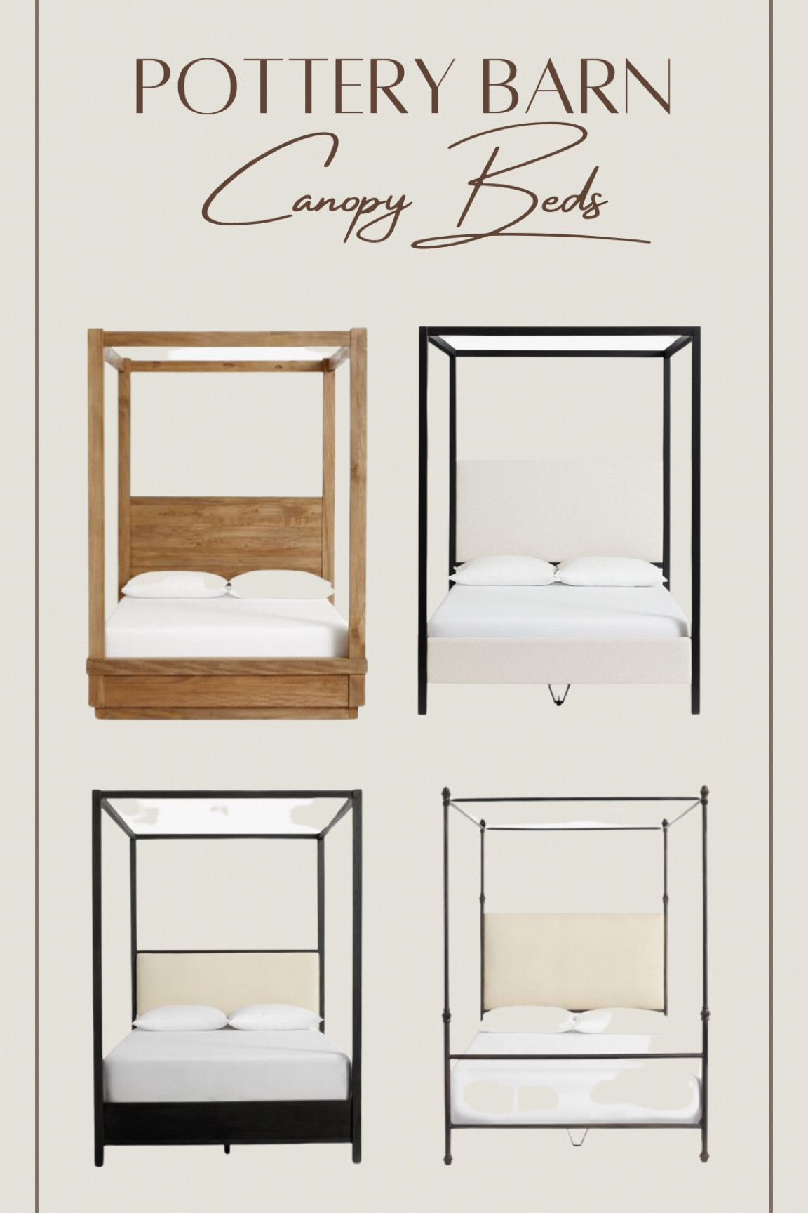 I love these beautiful beds from Pottery Barn!

Beds, upholstered beds, canopy bed, black bed, wood bed, white bed, linen bed, pottery barn furniture, pottery barn beds

Pottery barn furniture, accent chairs, pottery barn, chairs, living room chairs 

#homedecortrend #homedecortransformation #homedecorinspire #homedecortipsandtricks #homedecorideas👌 #homedesigntrends2022 #homedesigntrend #homedesigninspiration #hometrending #hometrendsandmore #neutralhomedecorbusiness #neutralhomeideas #neutralhomestyle #organicmoderndesign #transitionalhomestyle #livingroomideas2022 #kitchendecorhack #bathroomdecorhack #interiordesigntricks #interiordesigninginspo #interiordesignideas2022 #trendinghomedecor #trendinghome #homedecortrends2022 #hometrendsandmore #homedecorstylingtips #homedecorstyles #homedecorstylist #homedecorstyletips #homedecorstyling #homedecorstyle #homestylinginspiration #homestylingtiktok #homestylinghacks #homestylists #homestylingonabudget #homedecorinspire #homedecordupes coffee table books, Amazon finds, home decor, bedroom, living room, kitchen, patio furniture, outdoor furniture, coffee table, dining table, accent chair, side chair, entryway, bar stools, kitchen stools, lighting, kitchen lighting, living room lighting, dining room lighting, bedroom lighting, neutral home 

#LTKstyletip #LTKhome #LTKsalealert