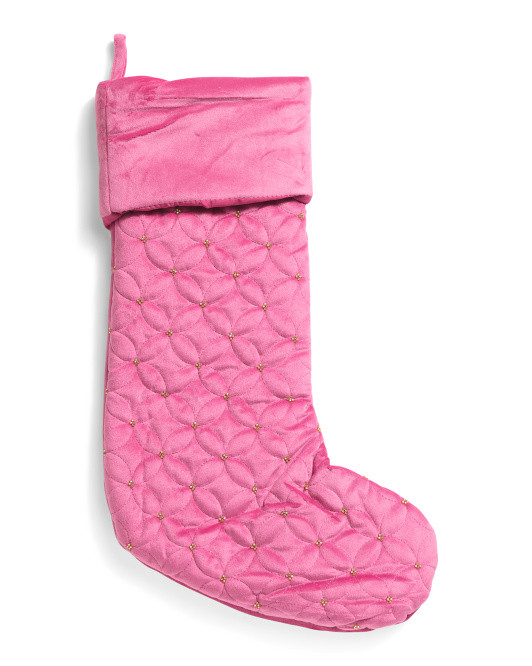 Circle Velvet Quilted Stocking | TJ Maxx