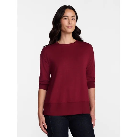 Time and Tru Women's and Women's Plus French Terry Tunic Sweatshirt, Sizes XS-XXXL | Walmart (US)