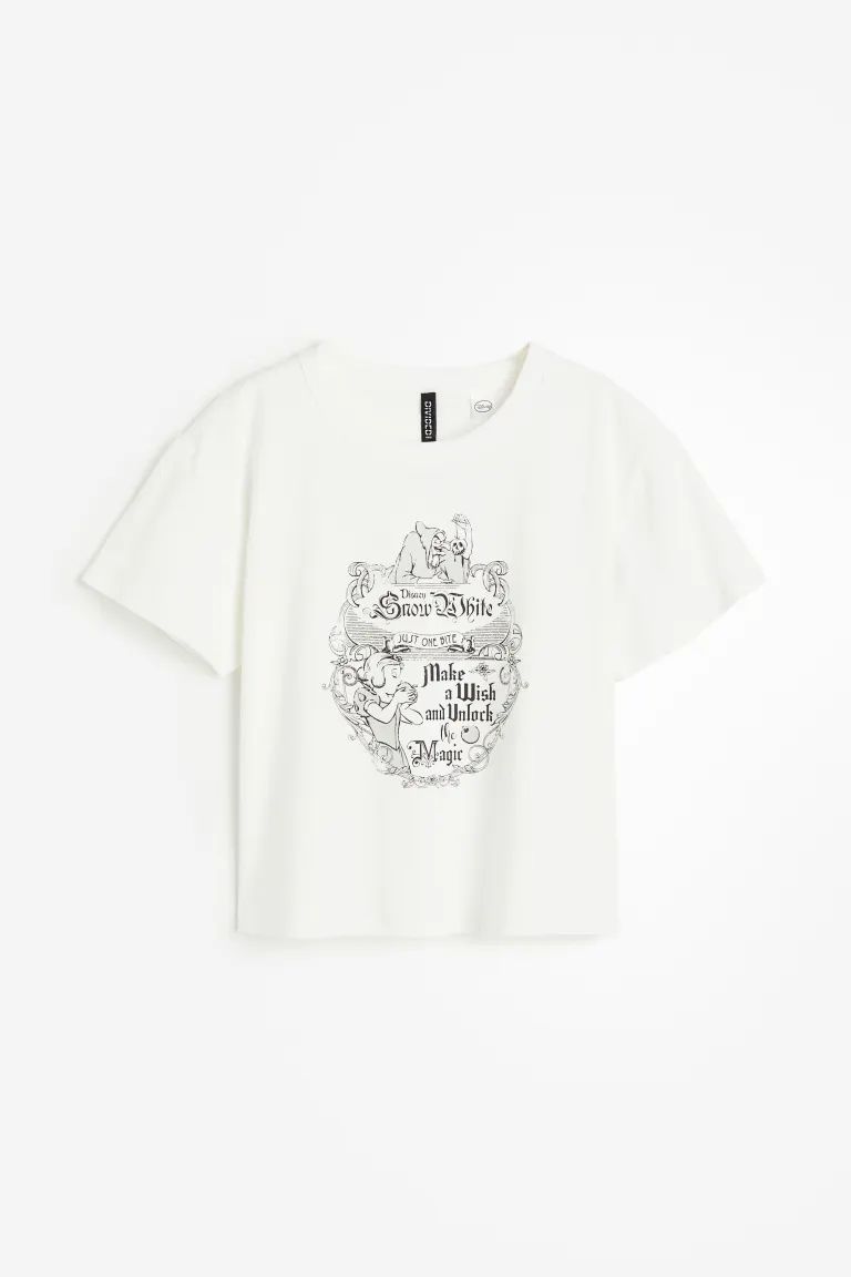 Printed T-shirt - Cream/Snow White - Ladies | H&M US | H&M (US + CA)
