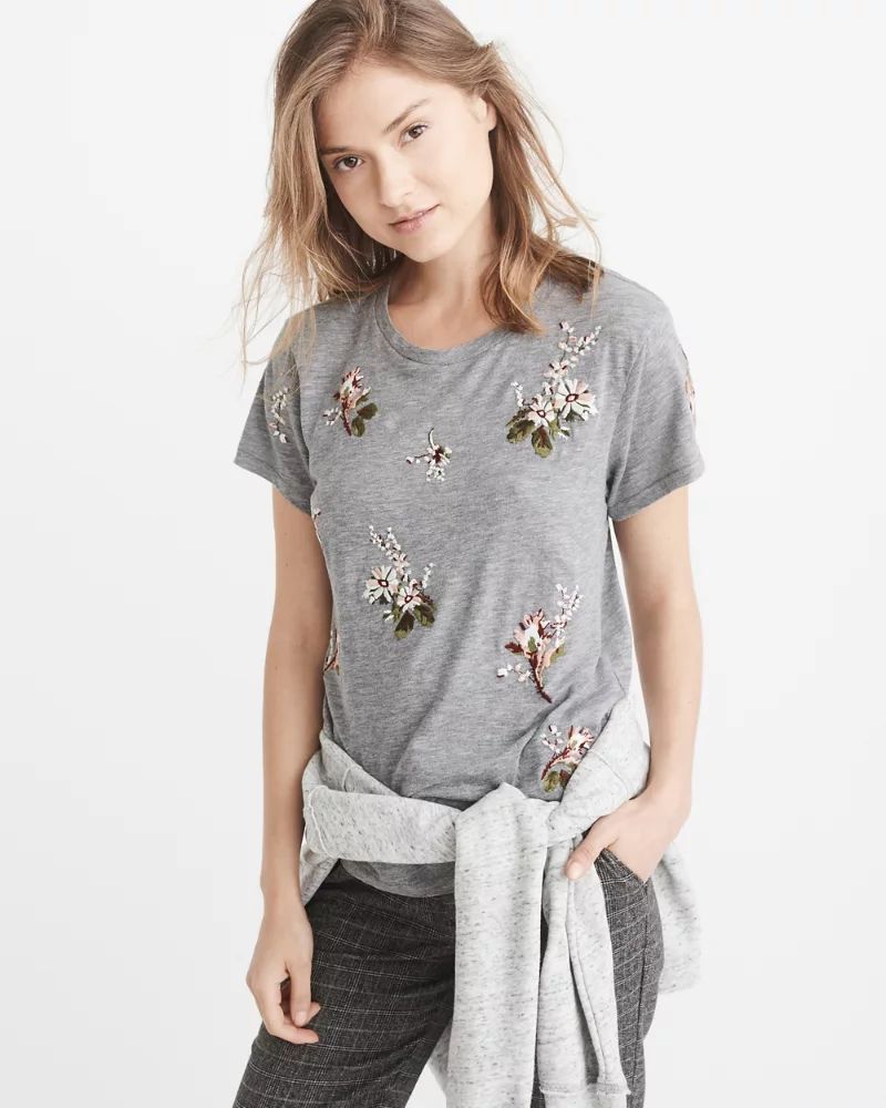 Floral Embroidery Tee | Abercrombie & Fitch US & UK