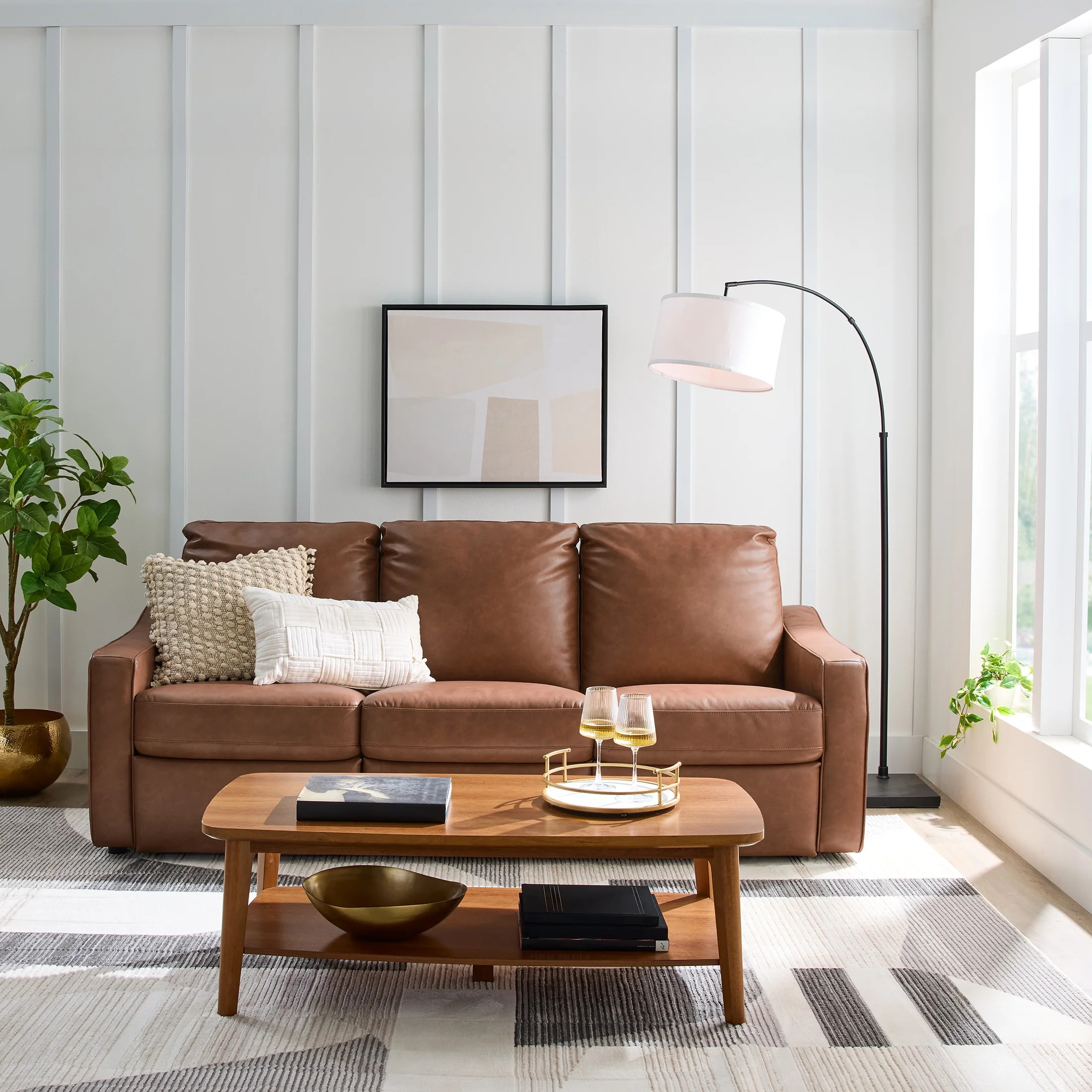 Better Homes & Gardens Allen Power Reclining Sofa, Cocoa Faux Leather | Walmart (US)