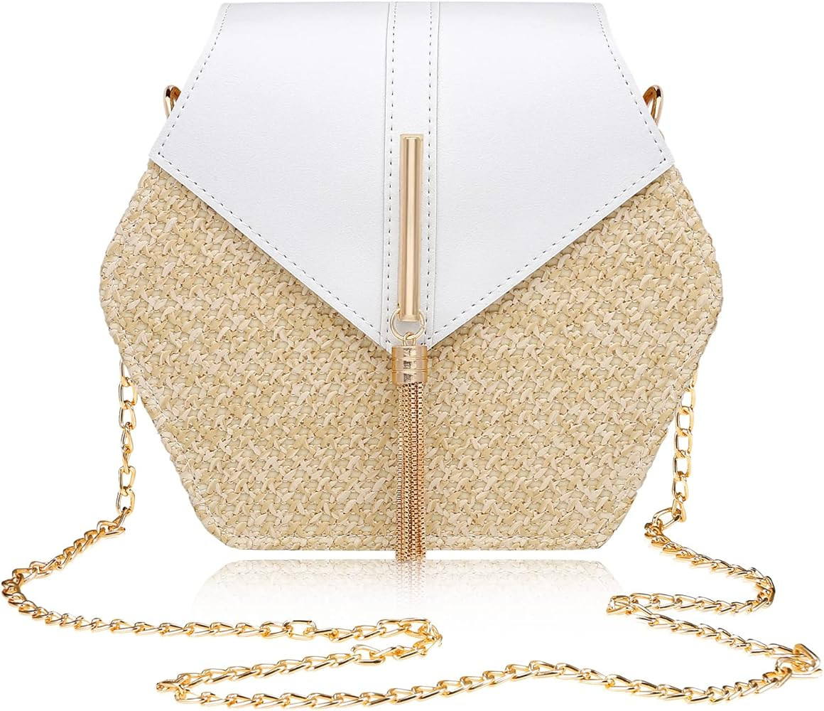 COOKOOKY Straw Bag for Women Crossbody Bags Summer Beach Purse Shoulder Bag Beach Essentials for ... | Amazon (US)