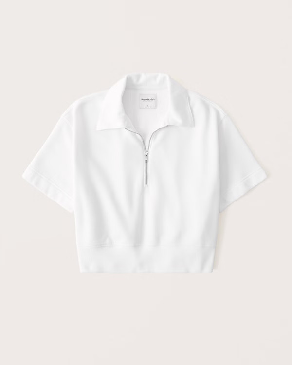 Women's Short-Sleeve Zip Polo | Women's Tops | Abercrombie.com | Abercrombie & Fitch (US)