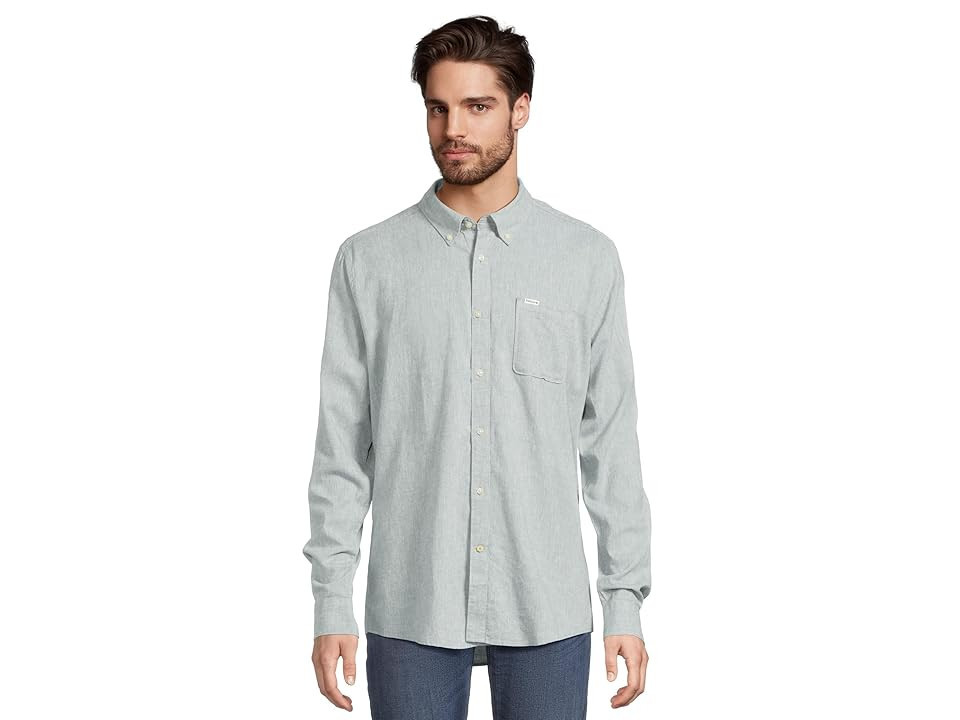 Barbour Nelson Tailored Shirt Men's Clothing Lead : LG, Cotton/Linen | Zappos