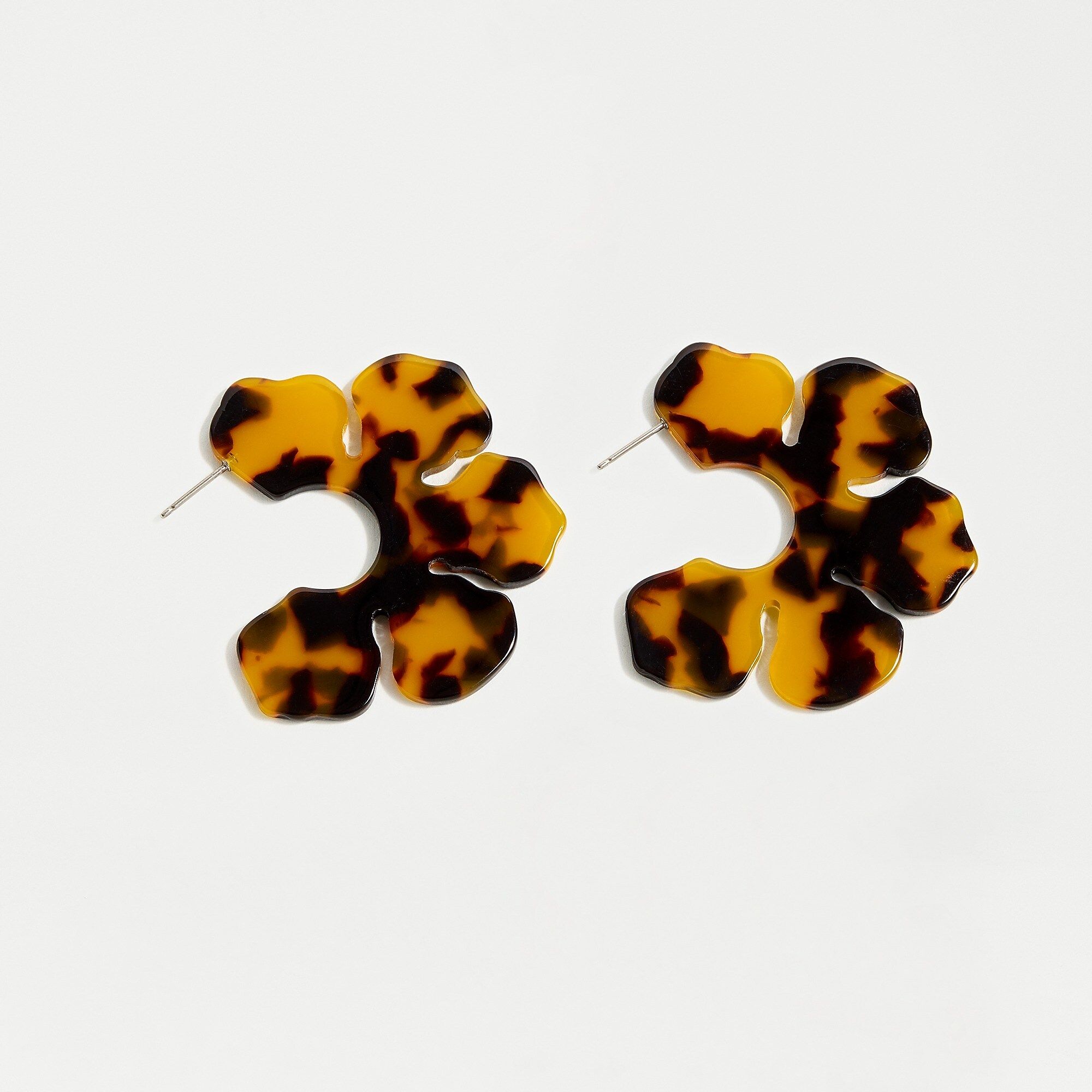 Acetate flower open hoops earrings in tortoise | J.Crew US