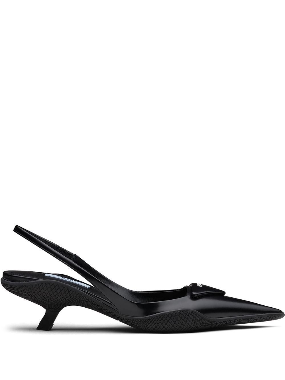 Prada triangle patch slingback pumps - Black | Farfetch Global