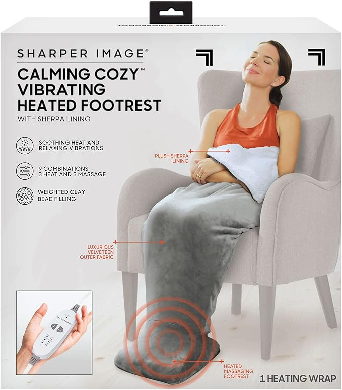 Calming Cozy by Sharper Image Personal Sherpa Wrap with Electric Heating Massaging Vibrating Foot... | Amazon (US)