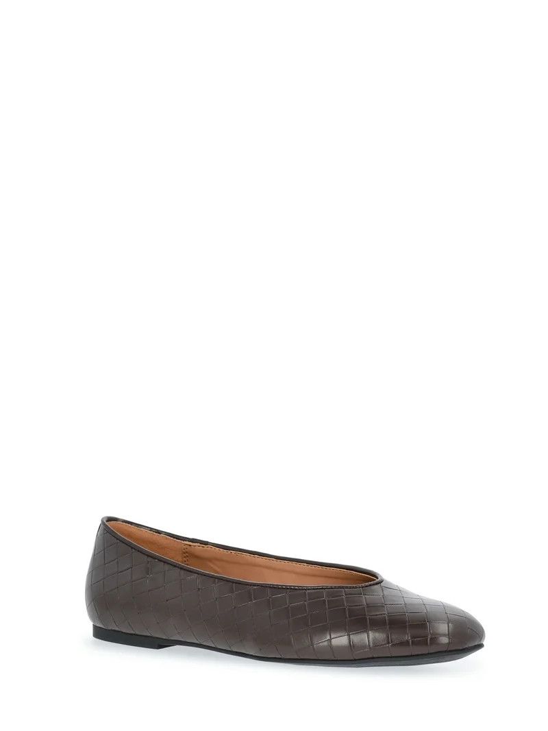 Free Assembly Women's Faux Leather Basketweave Textured Flats, Sizes 6-11 | Walmart (US)