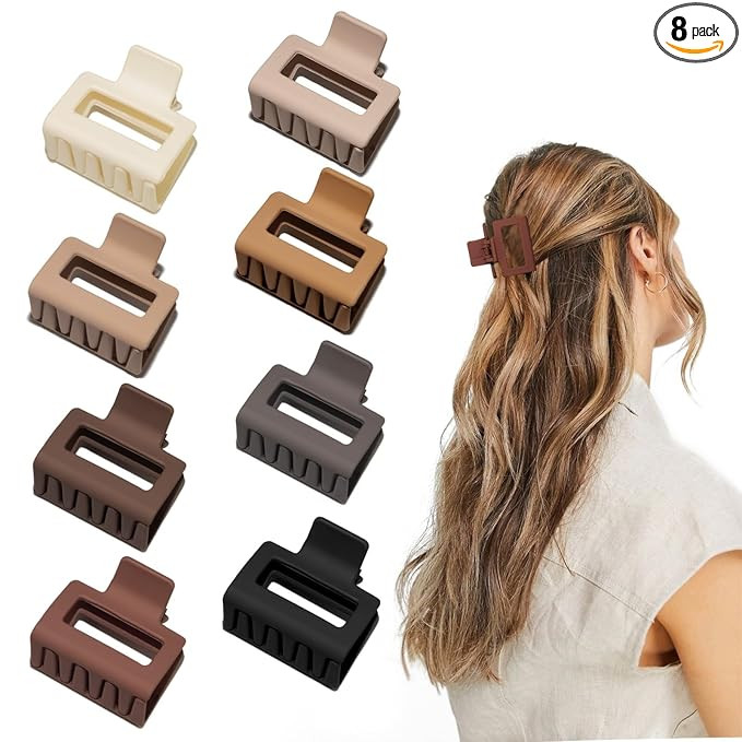 Cobinaan Medium Matte Rectangle Claw Hair Clips for Women Girls, 2 x 1 x 1.8 inch, 8pcs Warm Colo... | Amazon (US)