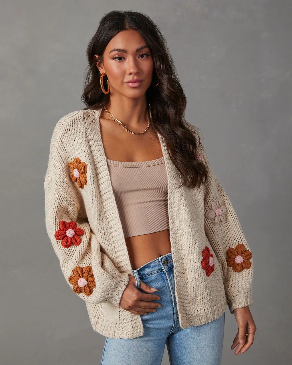 Fallen Daisy Oversized Knit Cardigan | VICI Collection